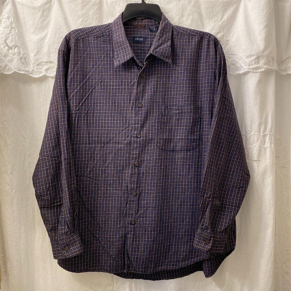 Izod Button down long sleeve collard pin striped mens shirt size XL